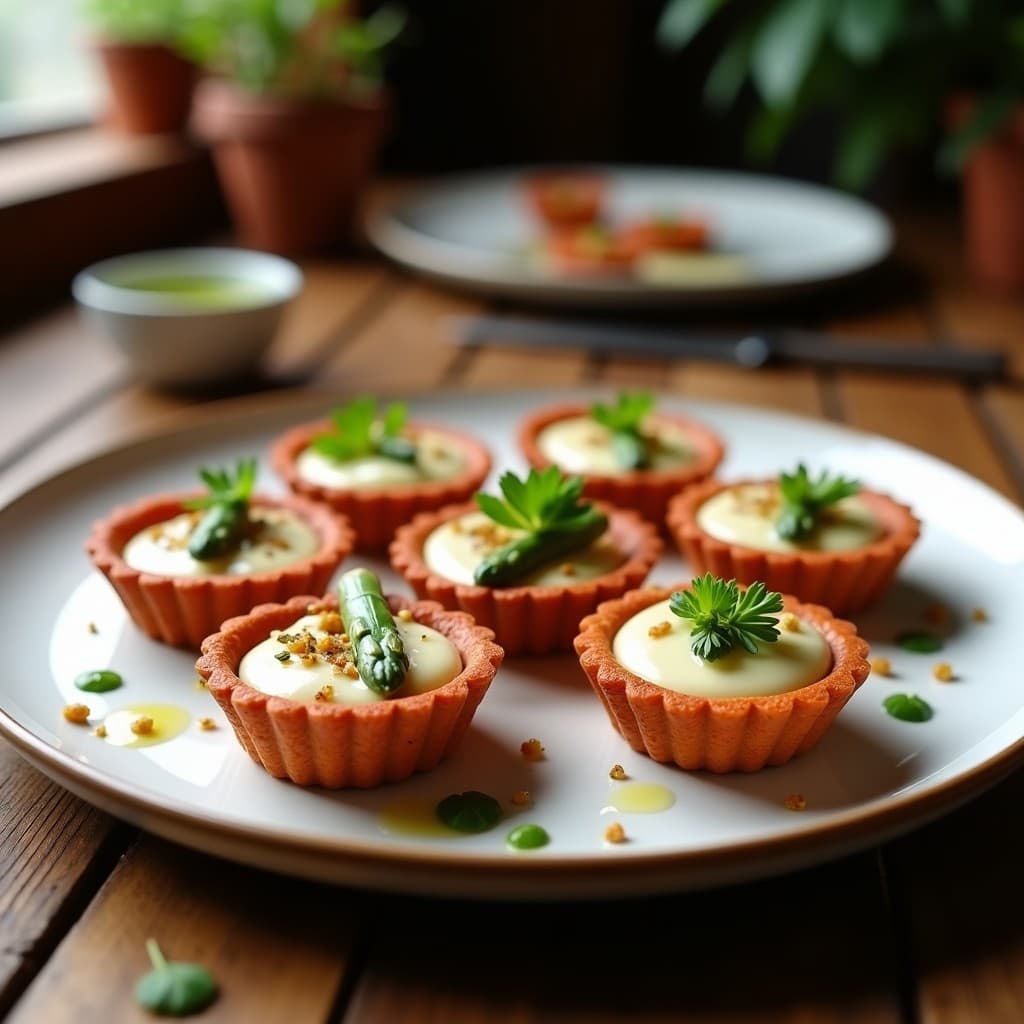 Tartaletas de Masa de Lentejas Rojos con Crema de Espárragos Blancs: Receta Vegana Sin Horno