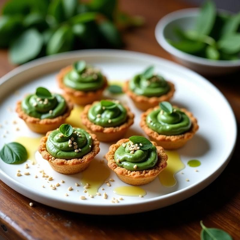 Tartaletas de Base de Linaza con Relleno de Espinacas y Anacardos: Entrante Crudivegano Sin Horno