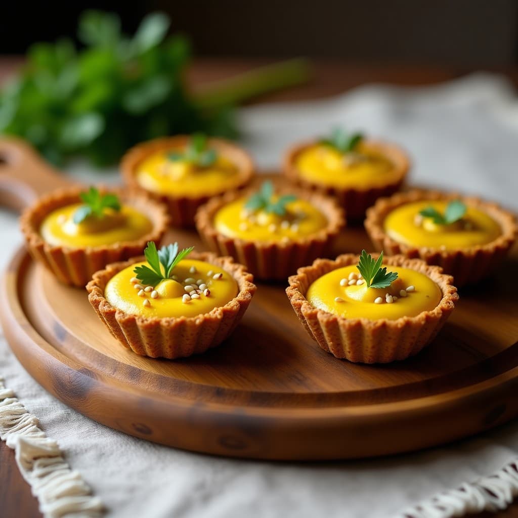 Tartaletas de Base de Linaza con Relleno de Puré de Coliflor y Curry: Receta Vegana Sin Horno