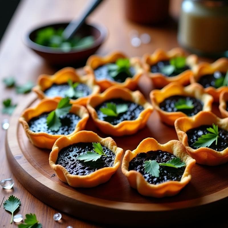 Tartaletas de Maíz Azul y Crema de Frijoles Negritos: Aperitivo Mexicano Vegano en Airfryer