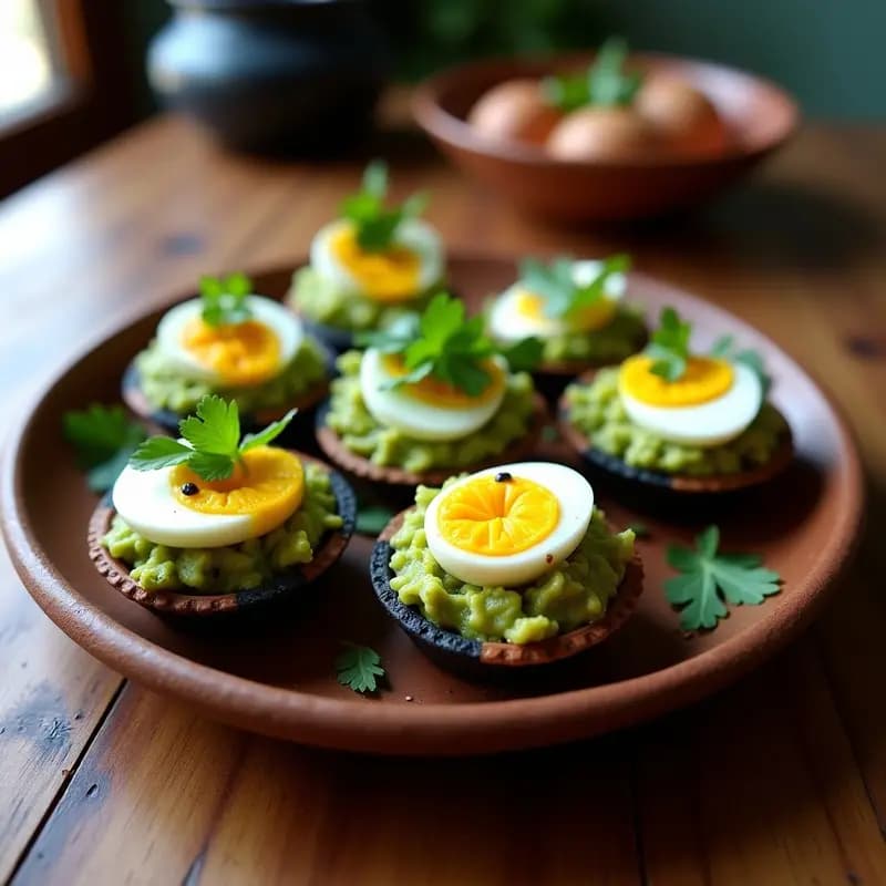 Tartaletas de Maíz Azul con Guacamole y Huevos de Codorniz: Receta Mexicana para Tupper