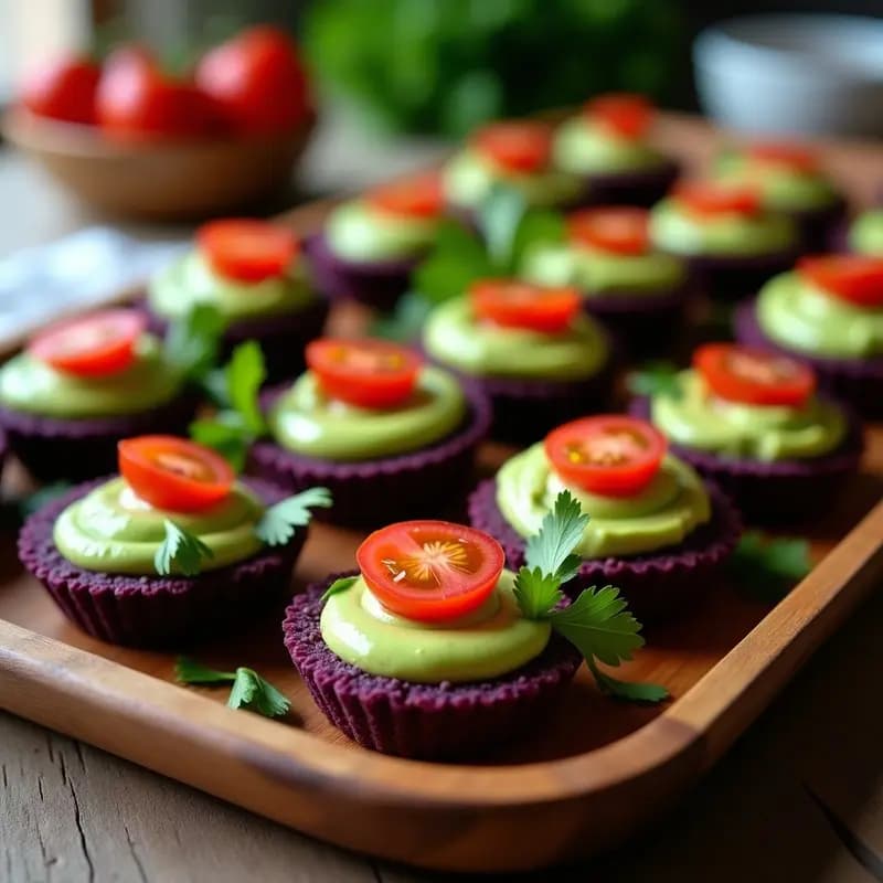 Tartaletas de Base de Maíz Morado con Crema de Guasacaca: Aperitivo Venezolano Vegano