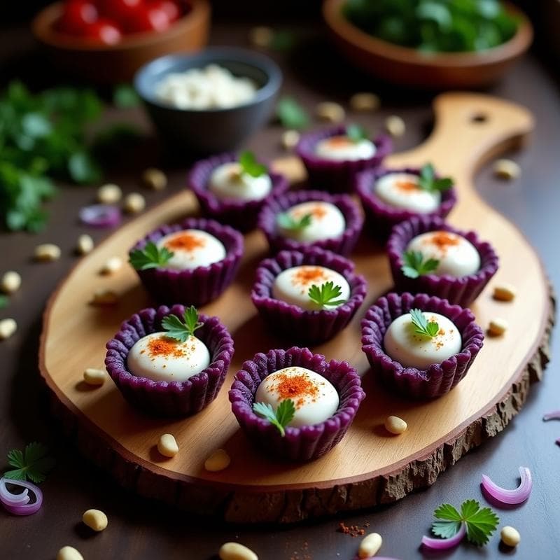 Tartaletas de Maíz Morado y Queso de Anacardos: Aperitivo Peruano Sin Horno