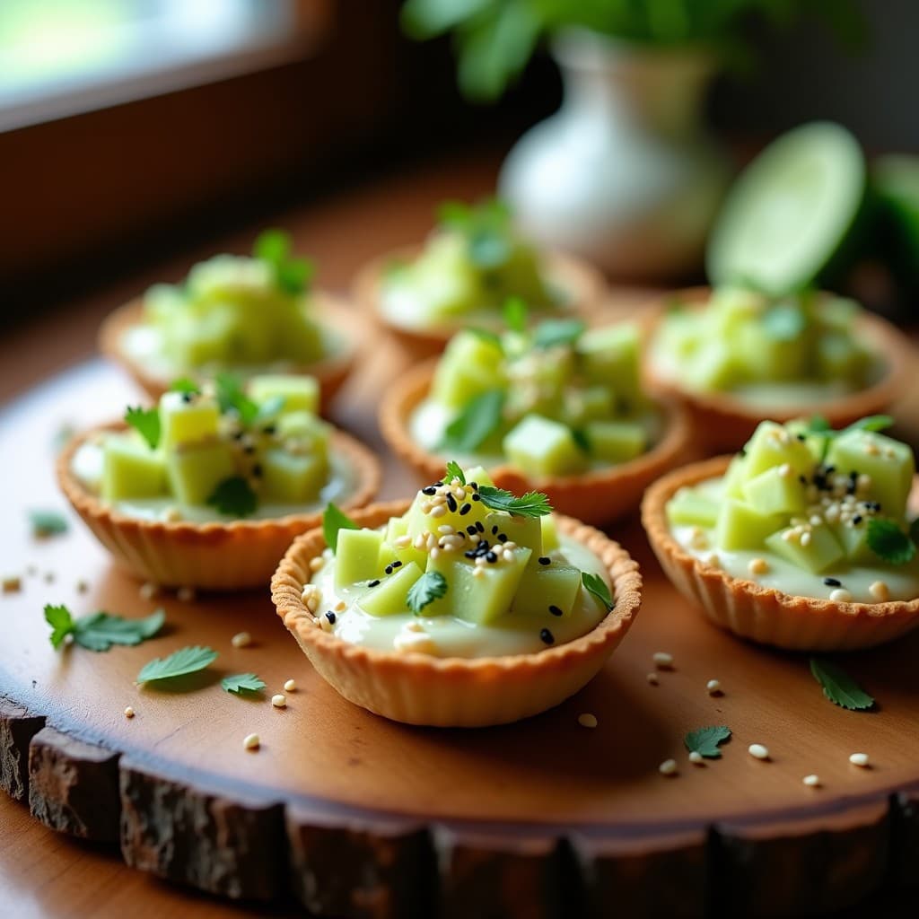 Tartaletas de Mamao Verde con Ceviche de Palmitos: Aperitivo Vegano Sin Cocinar