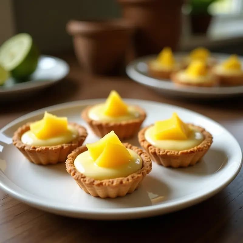 Tartaletas de Mango, coco y lime con base de almendras: Postre caribeño sin gluten ni azúcar