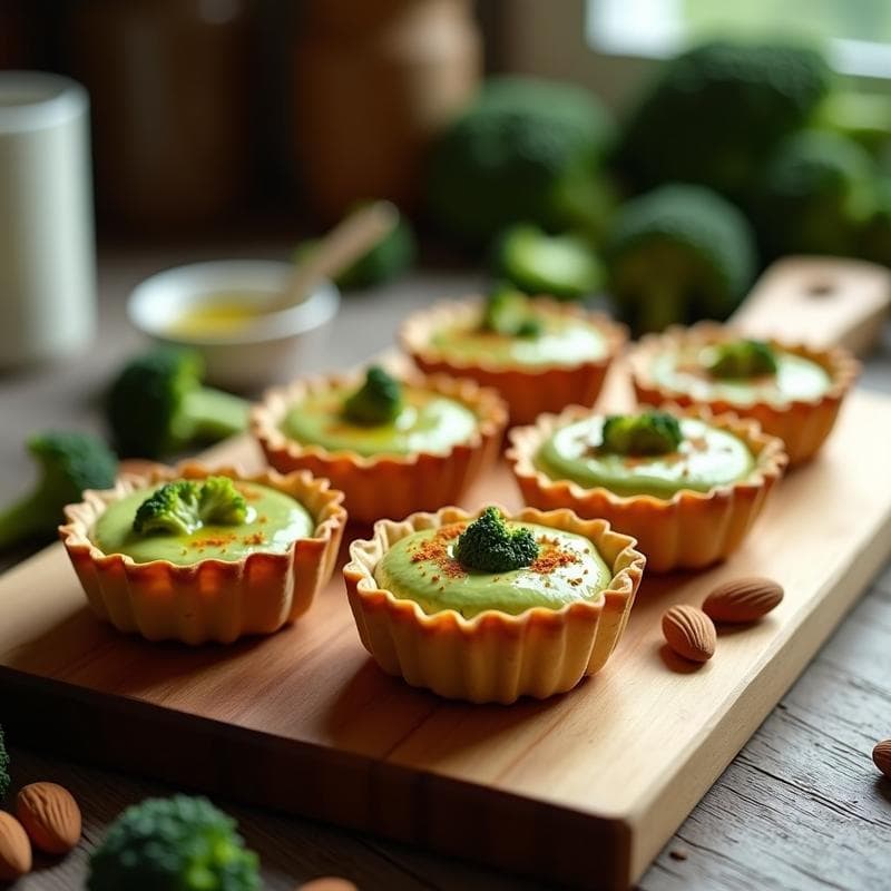 Tartaletas de Masa de Almendra con Crema de Brócoli y Queso Vegano: Receta Sin Gluten