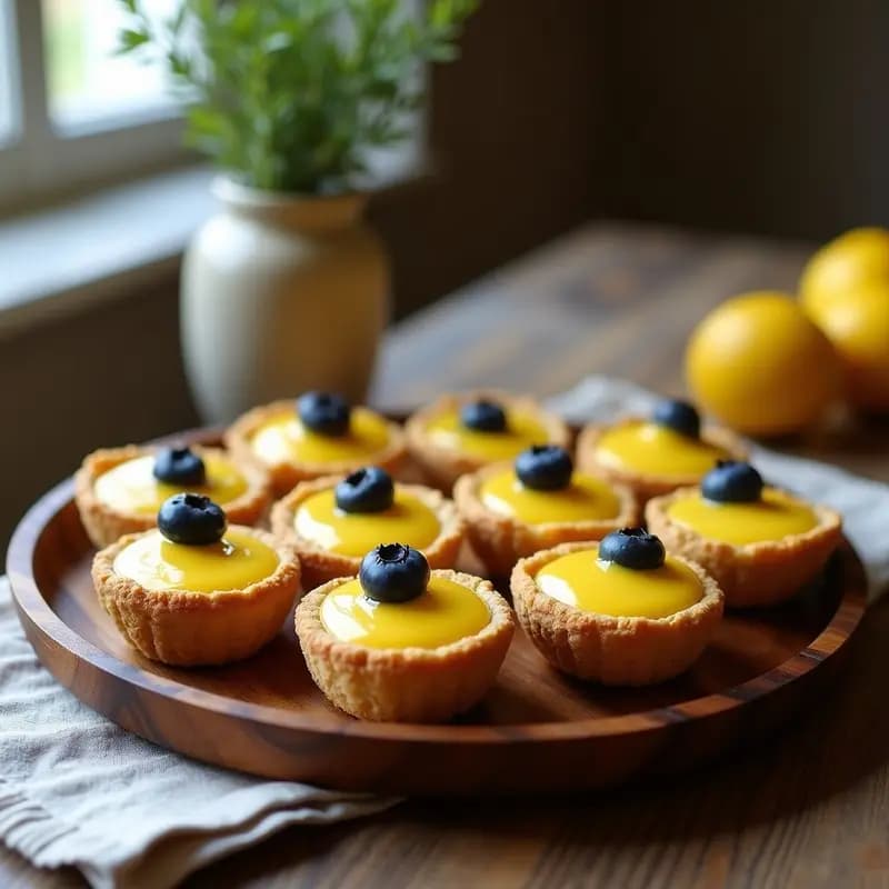 Tartaletas de Masa de Almendra con Crema de Limón y Arándanos Liofilizados: Postre Francés Keto