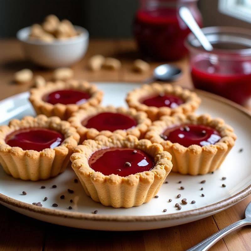 Tartaletas de Masa de Cacahuete con Relleno de Mermelada de Frambuesa: Postre Keto Sin Horno