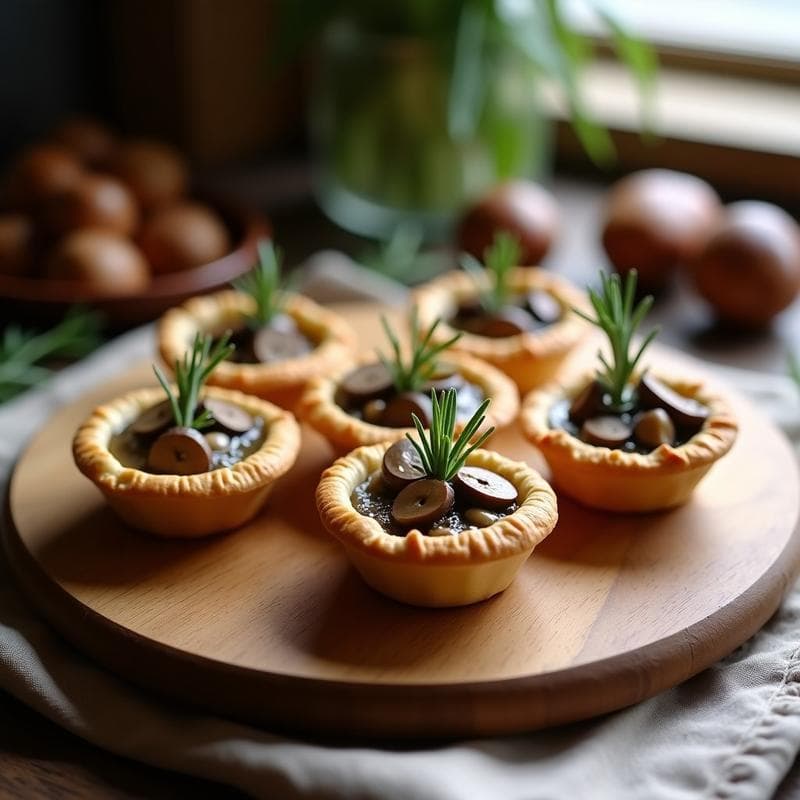 Tartaletas de Masa de Castañas con Crema de Champiñones y Romero: Receta Francesa Sin Gluten