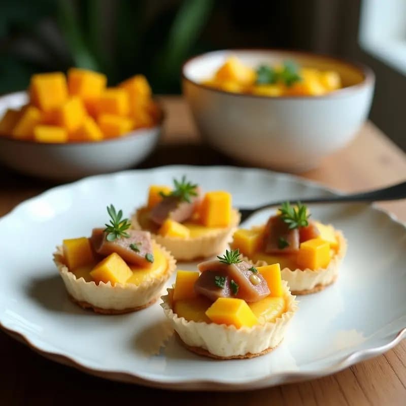 Tartaletas de Masa de Coco con Relleno de Atún y Mango: Entrante Tailandés en Airfryer