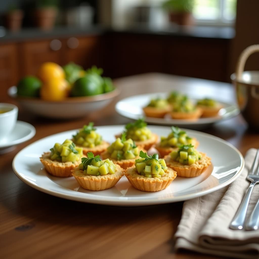 Tartaletas de Masa de Coco Rellenas de Ceviche de Mango Verde: Receta Tailandesa Vegana