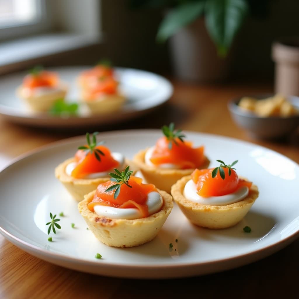 Tartaletas de Masa de Coco con Crema de Wasabi y Salmón Ahumado: Receta Japonesa Keto en Airfryer