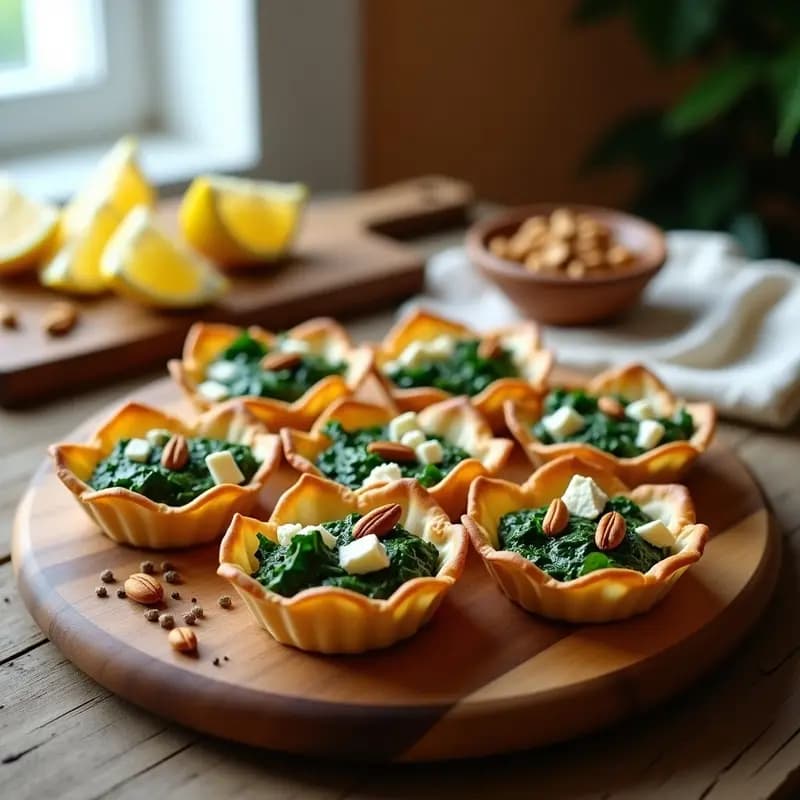Tartaletas de Masa Filo con Espinacas y Piñones: Entrante Griego Keto