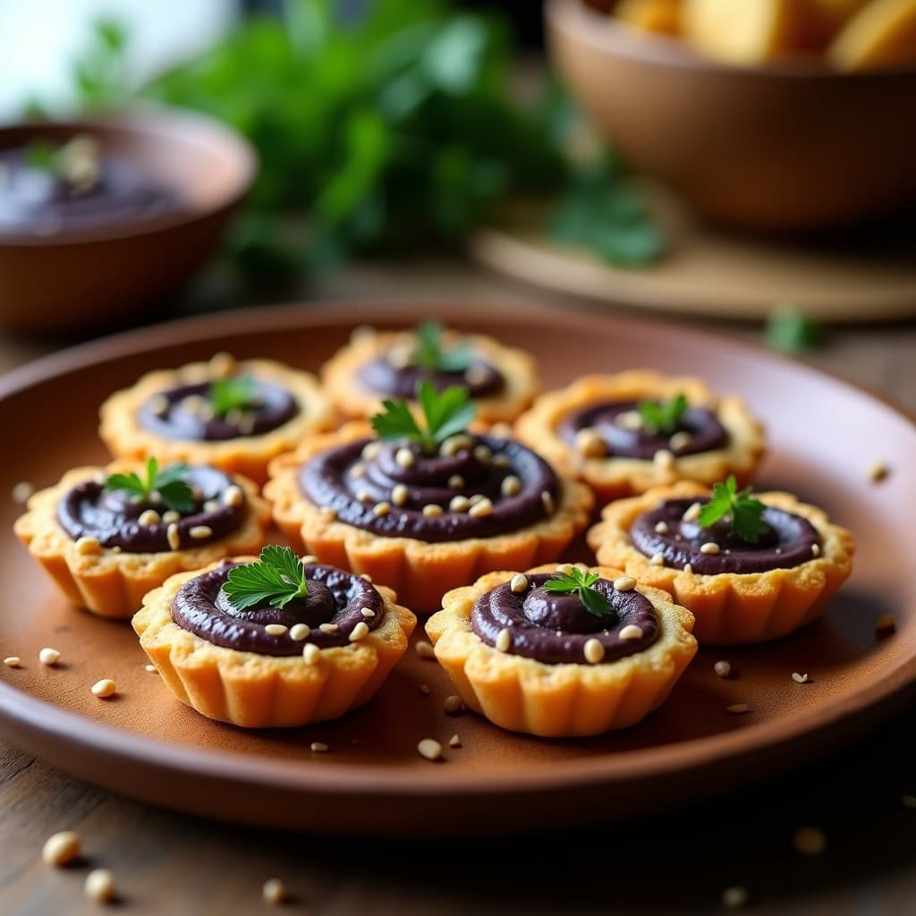 Tartaletas de Masa de Garbanzo con Hummus de Lentejas Beluga: Aperitivo Libanes Sin Gluten en Airfryer