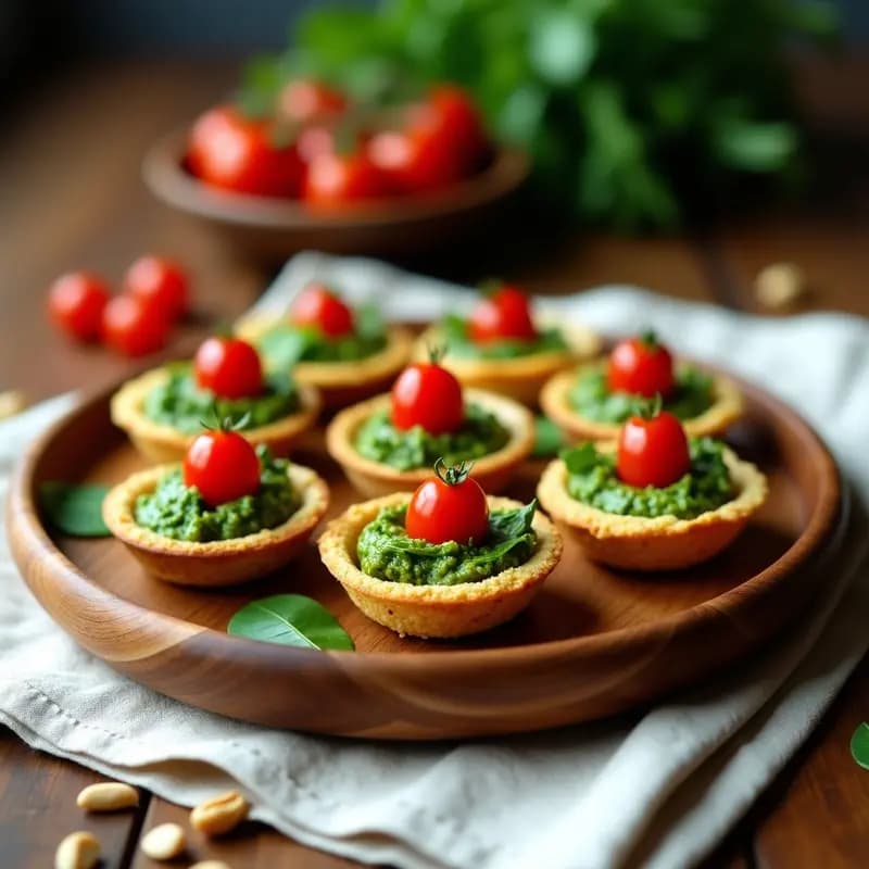 Tartaletas de Masa de Quinoa con Pesto de Rúcula y Piñones: Entrante Italiano Sin Gluten