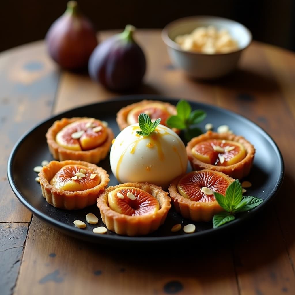 Tartaletas de Masarepa y Higos con Helado de Queso de Cabra: Postre Colombiano Gourmet