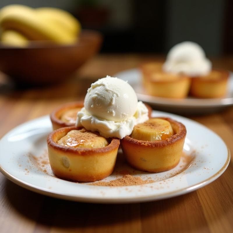Tartaletas de Máscaras de Plátano y Canela con Helado de Coco: Postre Vegano Sin Horno y Sin Azúcar