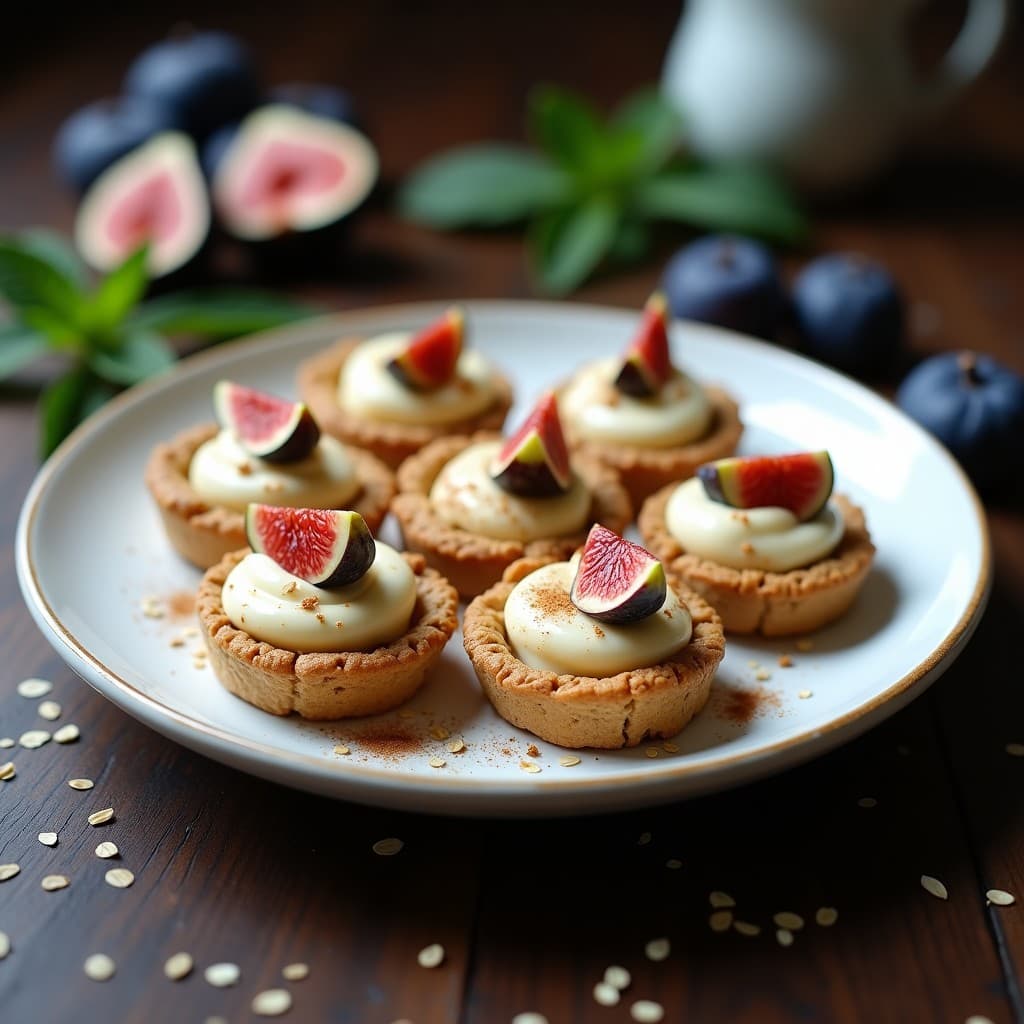 Tartaletas de Mascarpone y Higos con Base de Avena: Postre Italiano Sin Azúcar en 10 Minutos