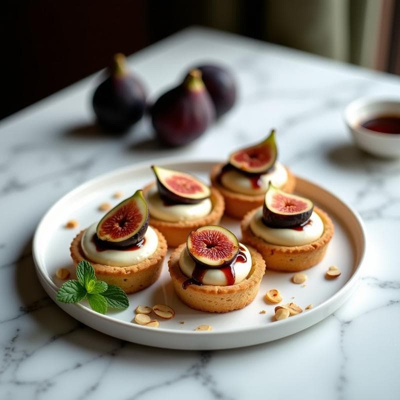 Tartaletas de Mascarpone y Higos con Reducción de Vinagre Balsámico: Postre Italiano Sin Horno