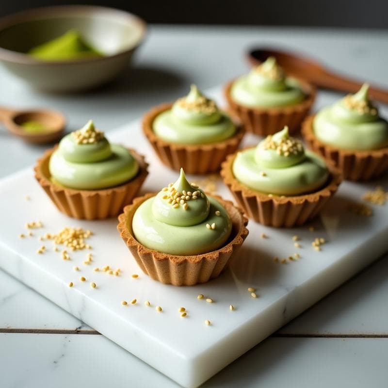 Tartaletas de Matcha y Cúrcuma: Postre Japonés Keto Sin Horno en 15 Minutos