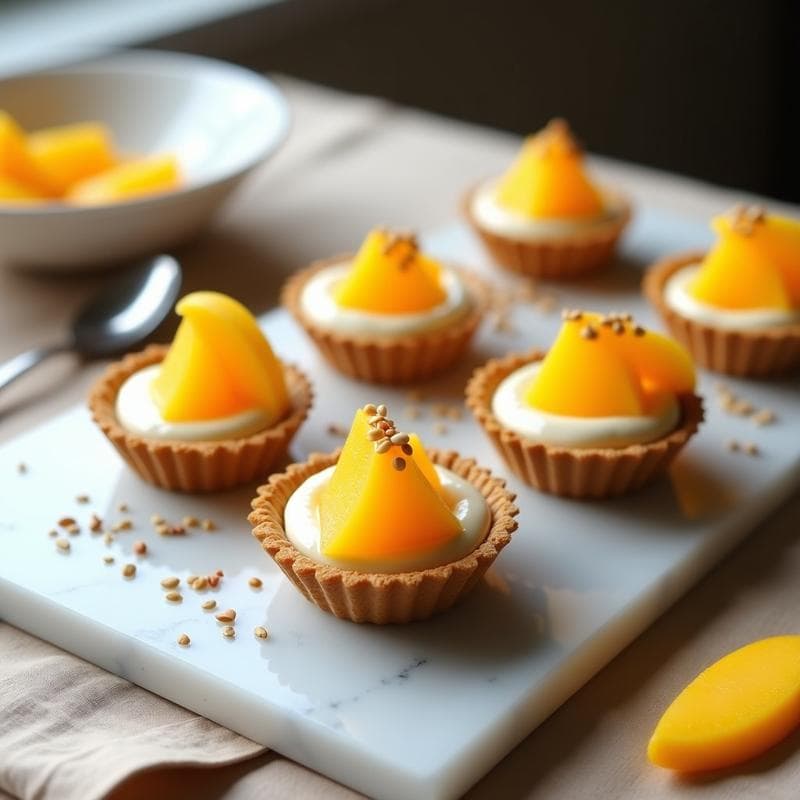Tartaletas de Miso y Cacahuete con Relleno de Mango: Postre Japonés sin Horno y Alto en Proteína