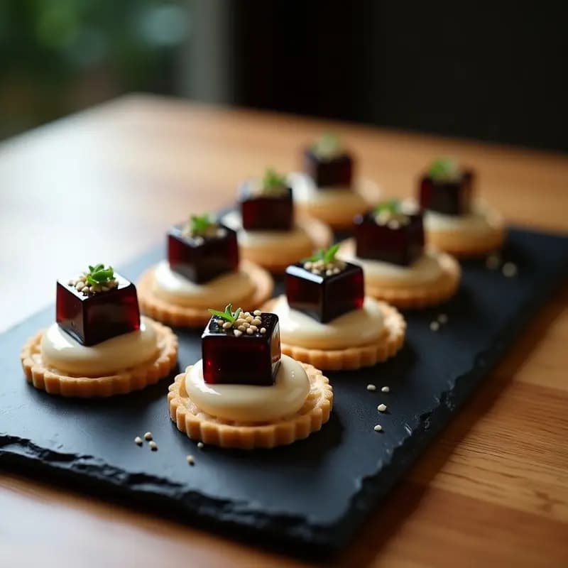 Tartaletas de Miso y Queso de Anacardos con Gelée de Higo: Entrante Japonés Gourmet Sin Horno