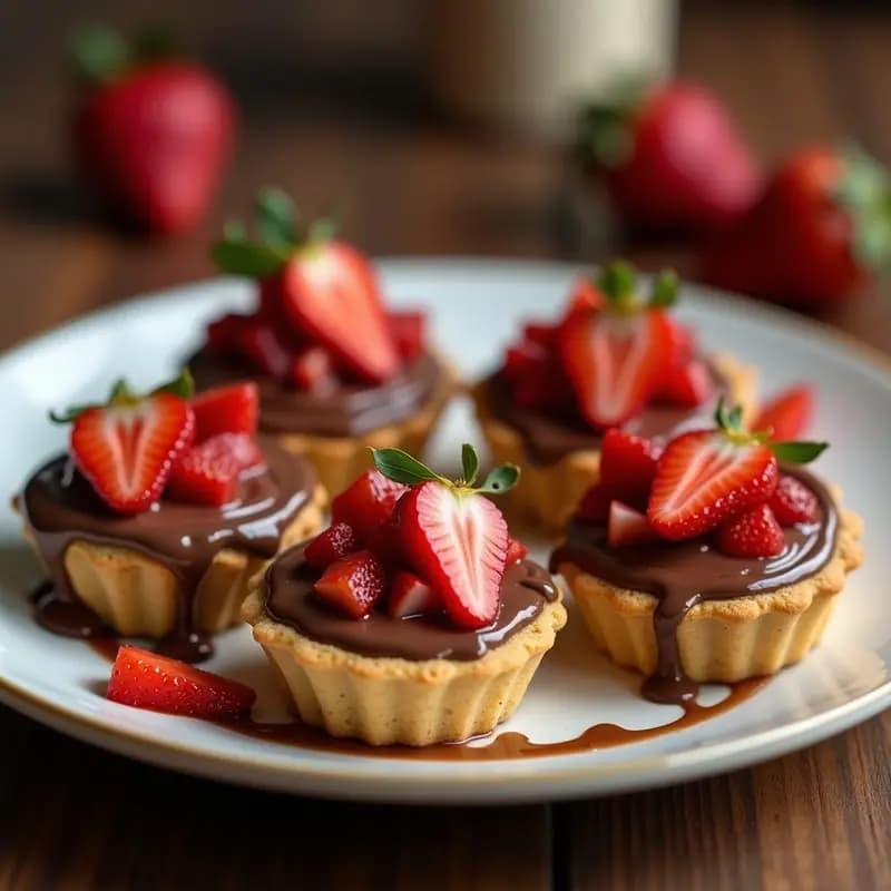 Tartaletas de Nutella y Fresas con Base de Galleta: Postre Rápido y Delicioso