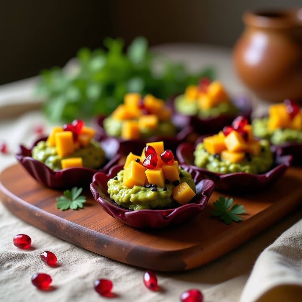 Tartaletas de Papa Morada y Guacamole de Mango: Entrante Peruano Sin Horno