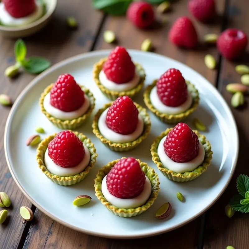 Tartaletas de Pistacho y Frambuesa: Receta Sin Horno y con 5 Ingredientes