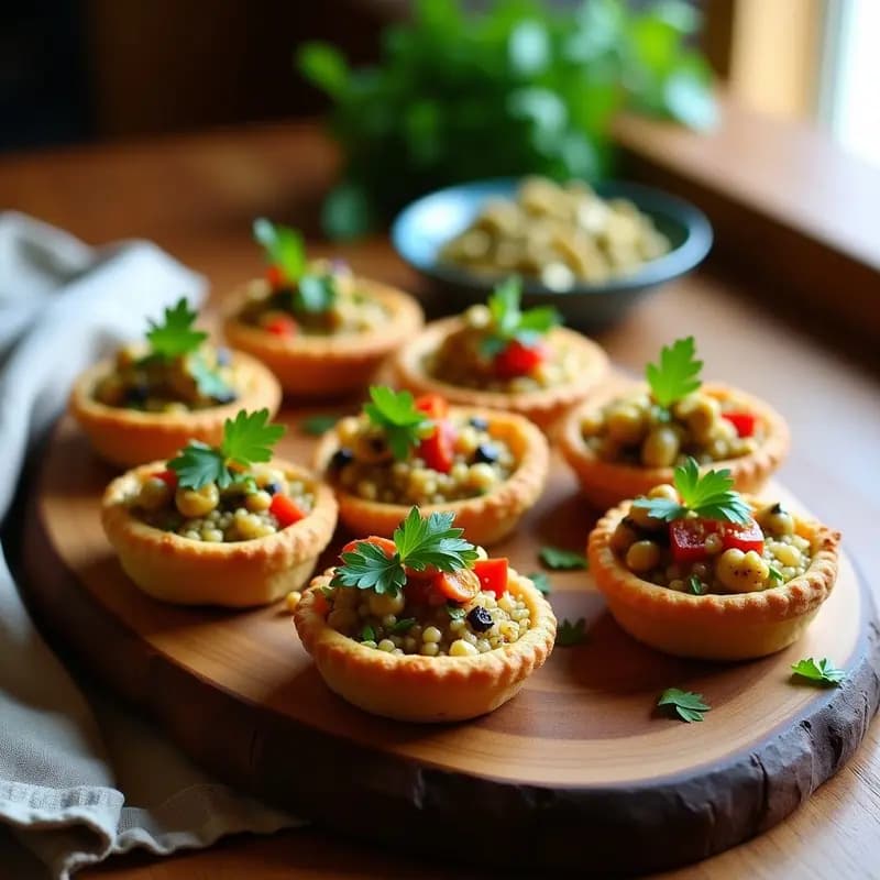 Tartaletas de Masa de Pistacho con Relleno de Quinoa y Verduras Asadas: Aperitivo Iraní en Airfryer