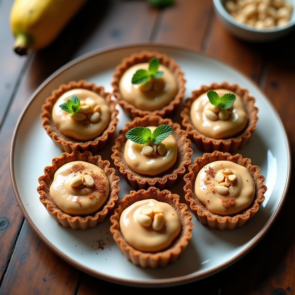 Tartaletas de Harina de Plátano Macho y Crema de Cacahuete: Postre Vegano Sin Horno