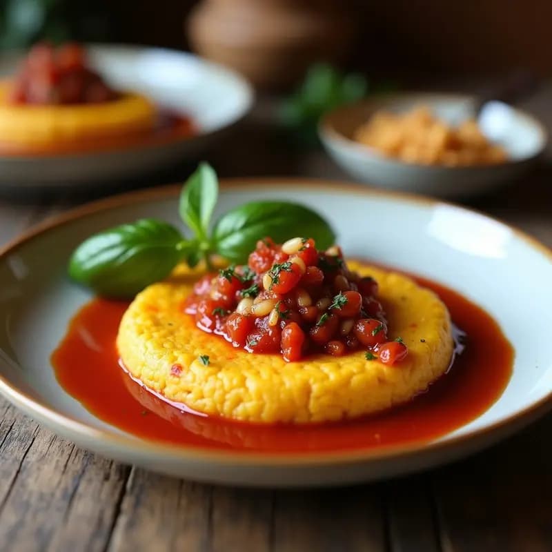 Tartaletas de Polenta y Champiñones con Salsa de Romesco: Entrante Catalán Vegano en Airfryer