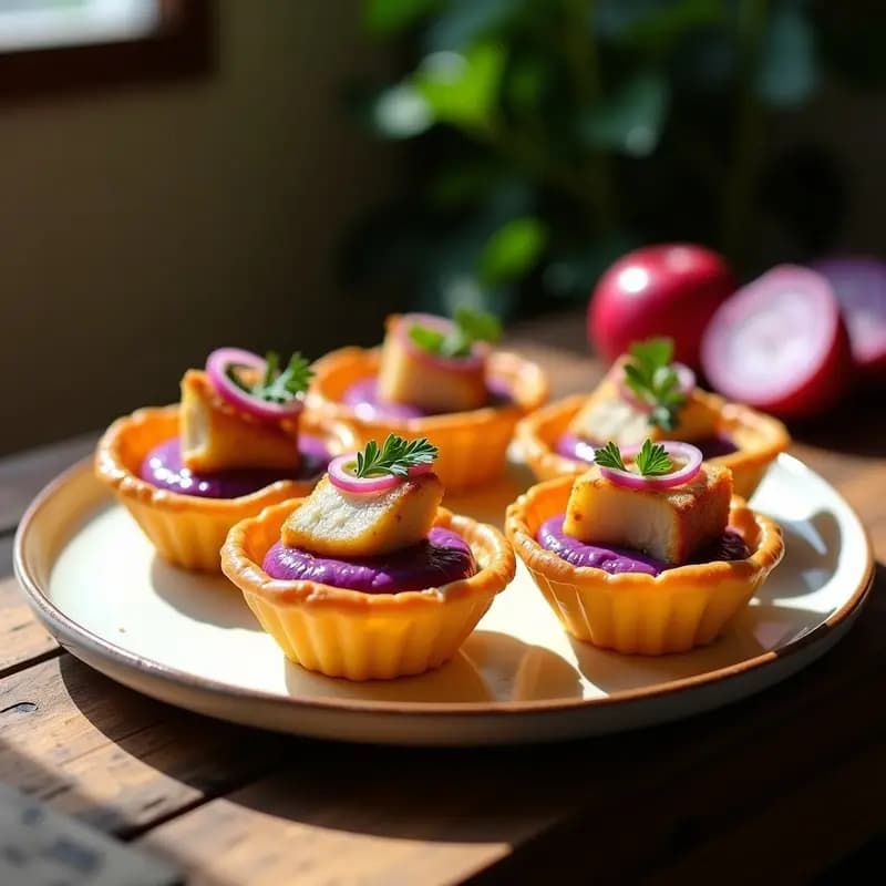 Tartaletas de Puré de Batata Morada y Bacalao Confitado: Receta Portuguesa en Airfryer