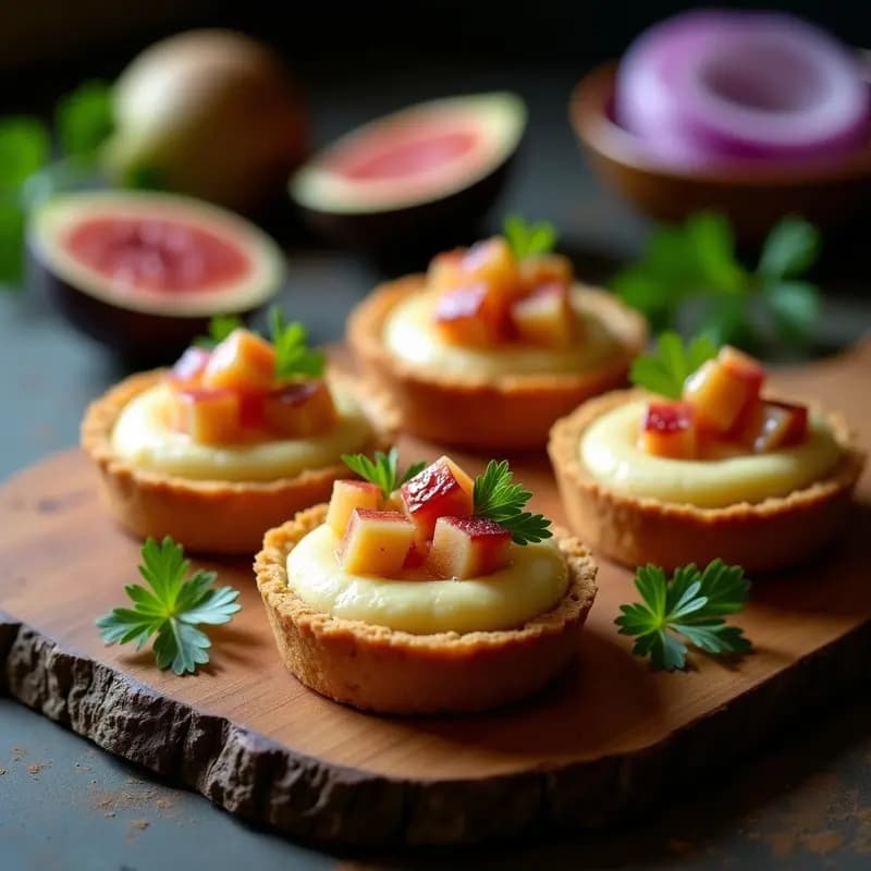 Tartaletas de Puré de Coliflor y foie gras vegano de nueces con gelée de higo: Entrante Gourmet y Sin Colesterol