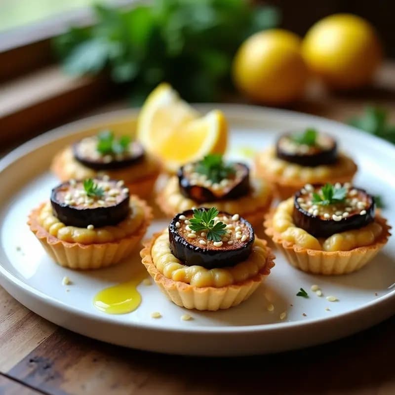 Tartaletas de Puré de Garbanzo y Berenjena Asada: Receta Libanesa Sin Harina en Airfryer