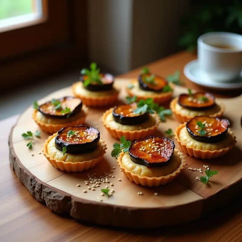 Tartaletas de Base de Puré de Lentejas con Berenjena Asada: Entrante Vegano y Sin Harina
