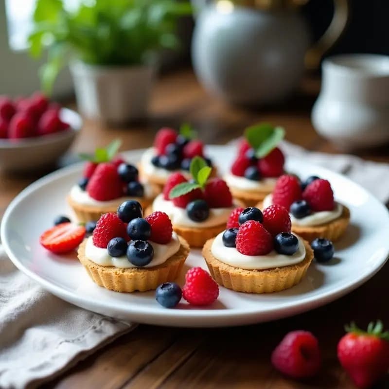 Tartaletas de Queso de Almendras y Frutos del Bosque: Postre Sin Lactosa y Sin Horno