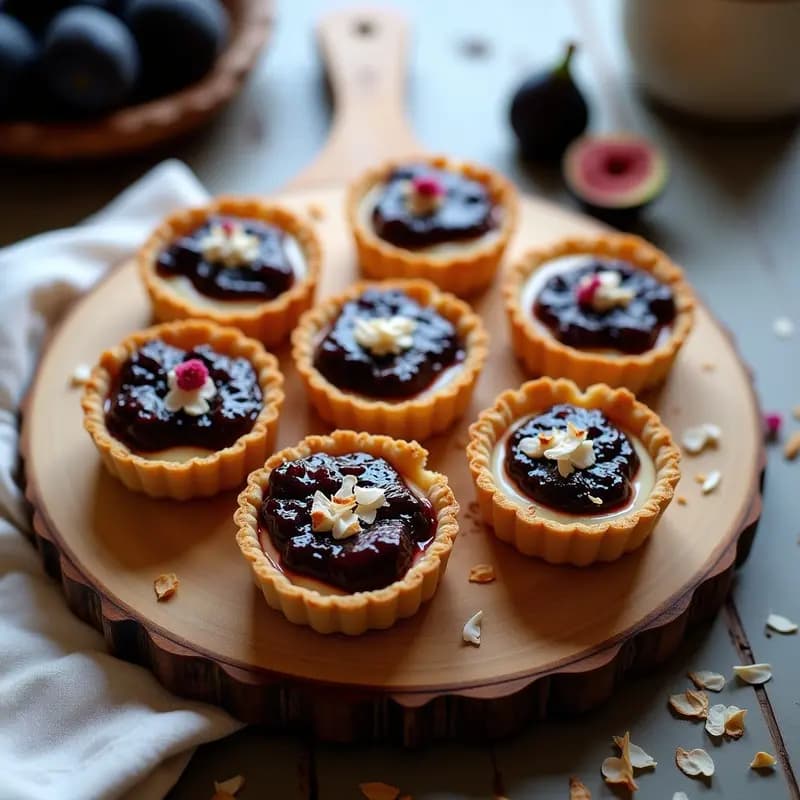 Tartaletas de Queso de Anacardos y Marmermelada de Higo Negro: Postre Francés Vegano