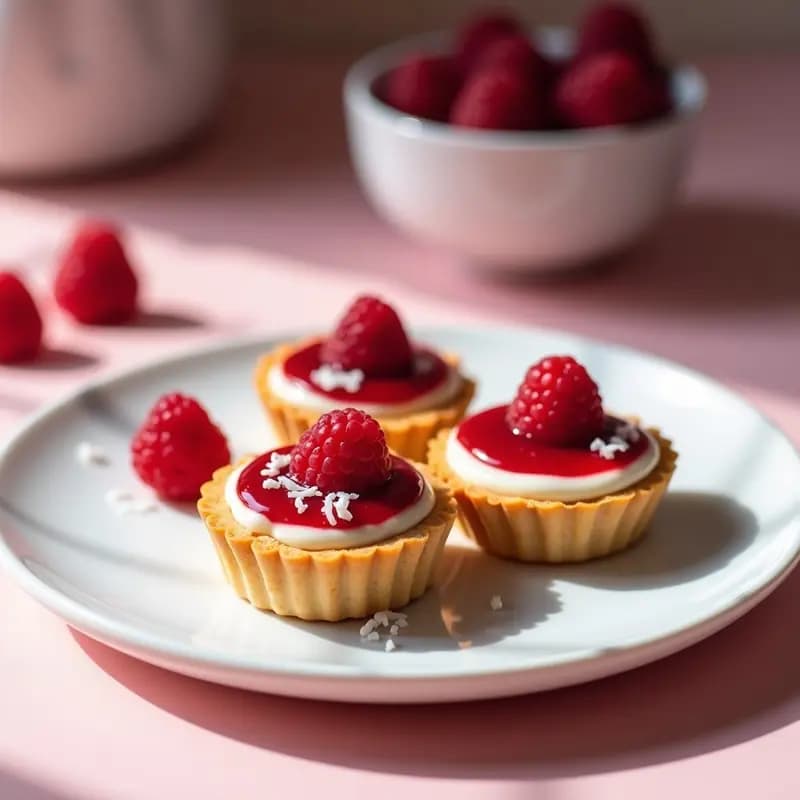Tartaletas de Queso de Anacardos y Mermelada de Frambuesa: Postre Francés Sin Lactosa ni Azúcar