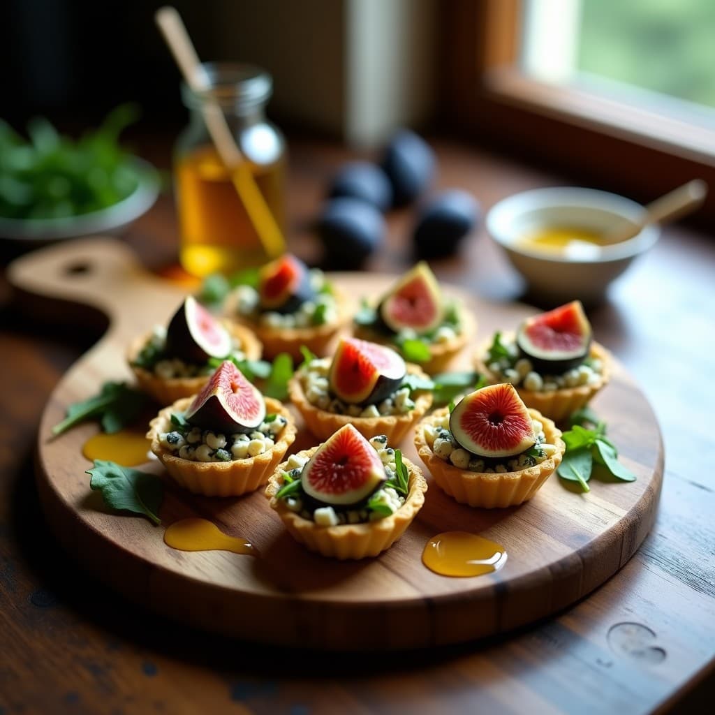 Tartaletas de Queso Azul y Higo con Vinagreta de Miel: Receta Francesa Dulce-Salada