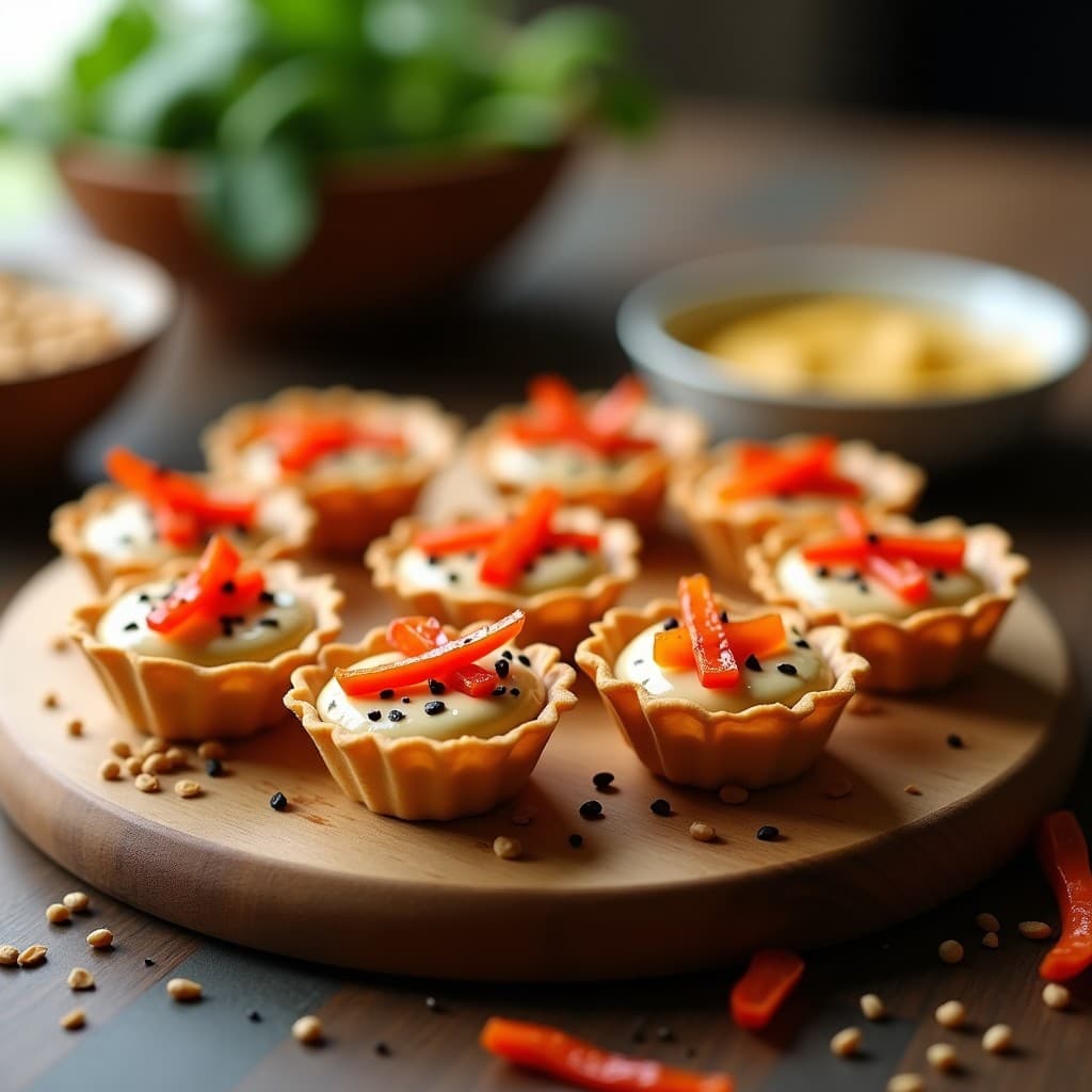 Tartaletas Saladas de Queso de Cacahuete y Pimiento Asado: Aperitivo Vegano en Airfryer