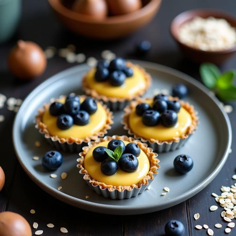 Tartaletas de Queso de Castañas y Arándanos con Base de Avena: Postre Vegano Sin Horno