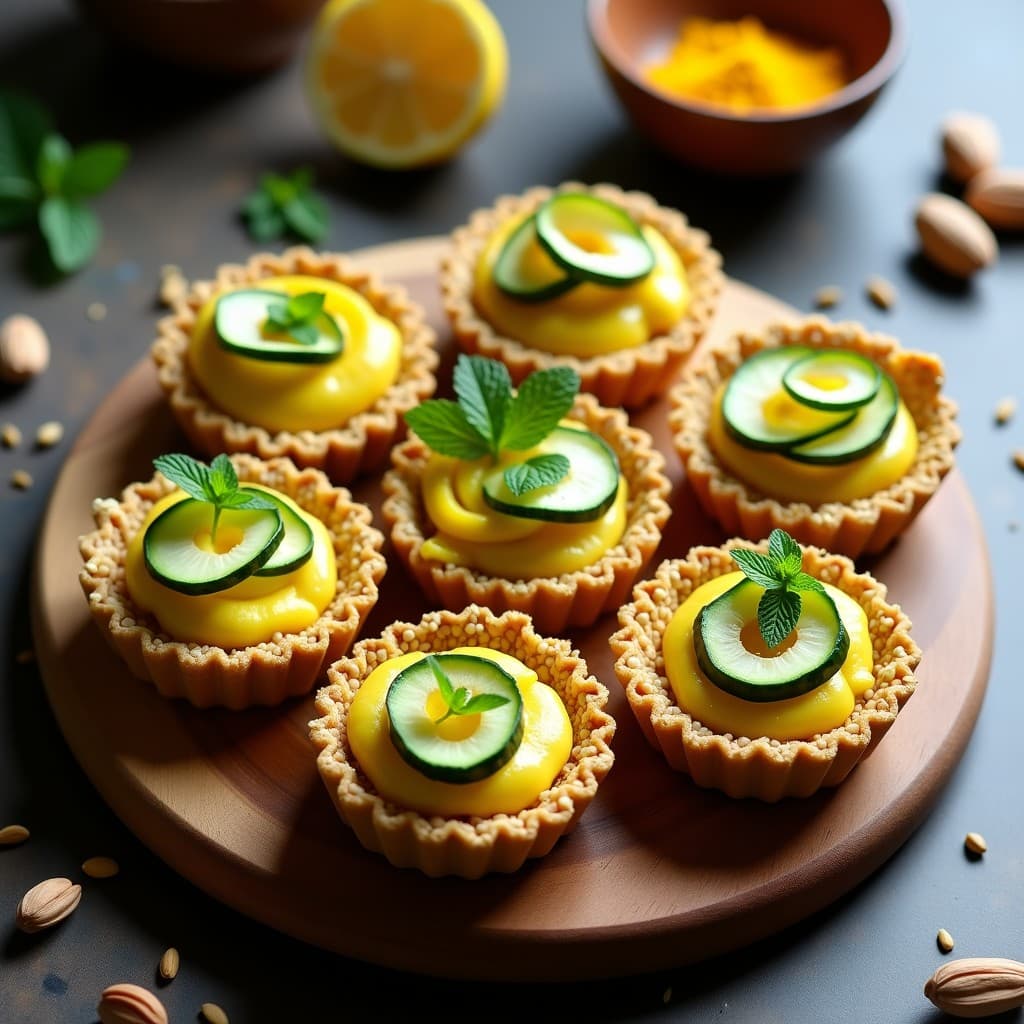 Tartaletas de Queso de Cúrcuma y Calabacín: Entrante Vegano y Sin Horno con Toque Turco