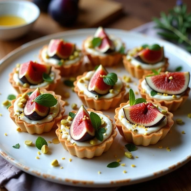 Tartaletas de Queso Feta y Higos Frescos con Miel de Lavanda: Entrante Griego Elegante