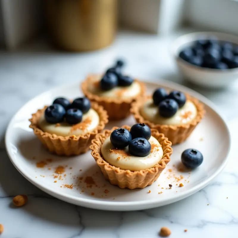 Tartaletas de Queso de Macadamia y Arándanos: Postre Australiano Sin Lactosa y Sin Azúcar