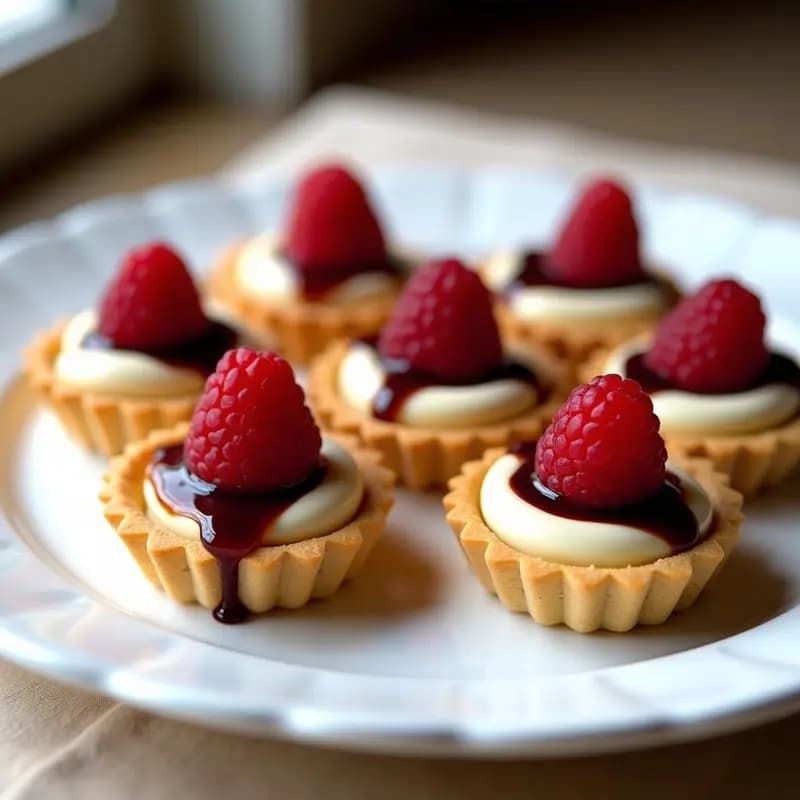 Tartaletas de Queso de Macadamia y Frambuesas con Reducción de Vinagre Balsámico: Postre Australiano Gourmet