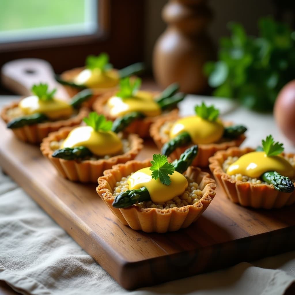 Tartaletas de Quinoa y Espárragos con Salsa Holandesa Vegana: Entrante primaveral sin lactosa