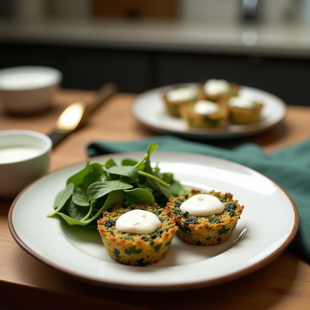 Tartaletas de Quinoa y Espinaca con Salsa de Yogur de Coco: Entrante Sin Gluten en 25 Minutos