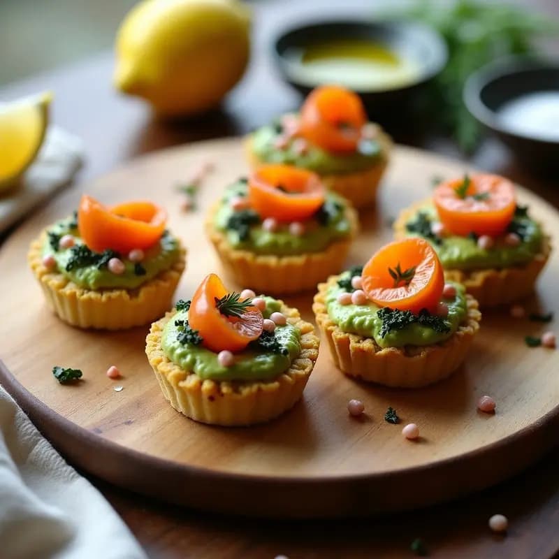Tartaletas de Quinoa inflada con Relleno de Guacamole y Gametos de Almeja: Aperitivo Costero Keto en 15 Minutos