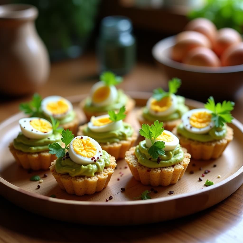 Tartaletas de Quinoa con Crema de Guacamole y Huevos de Codorniz: Aperitivo Colombiano Keto